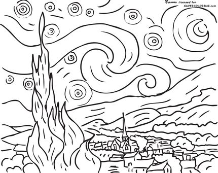 Starry Night Coloring Page Pdf