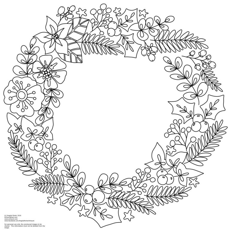 Detailed Christmas Wreath Coloring Pages