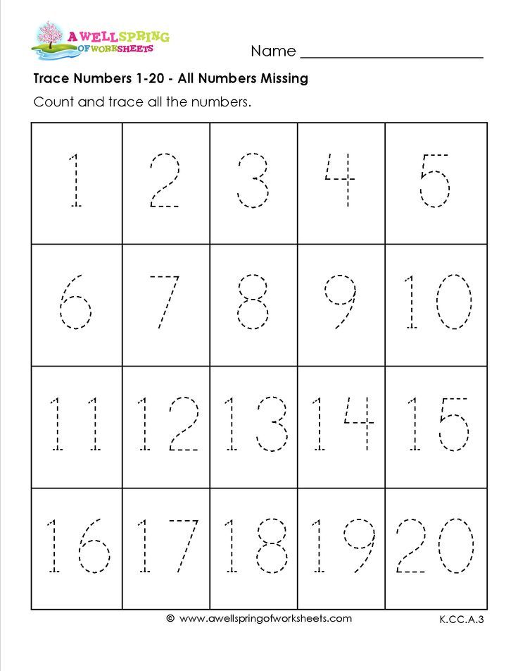 Kindergarten Number Writing Practice 1-20