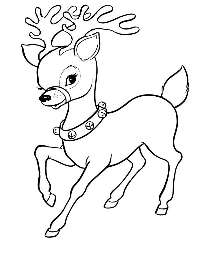 Reindeer Kids Christmas Coloring Pages