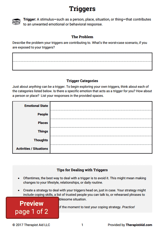Therapist Aid Printable Coping Coping Skills Worksheets