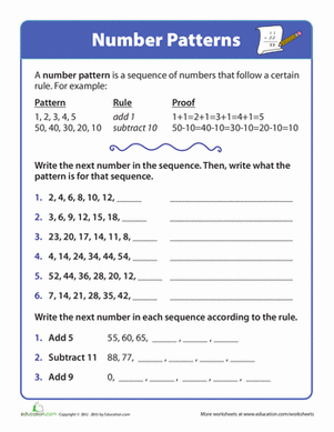 Number Pattern Worksheets For Grade 3
