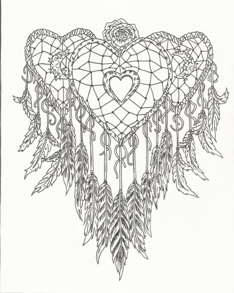 Heart Dream Catcher Coloring Pages