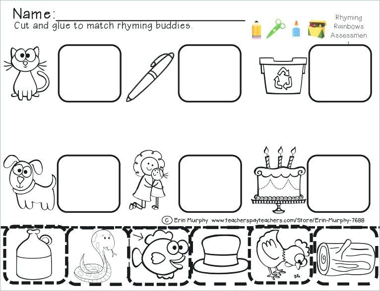 Rhyming Worksheets For Kindergarten Cut And Paste Free