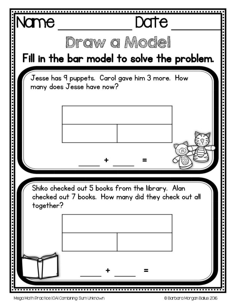 2nd Grade Bar Model Word Problems Worksheets