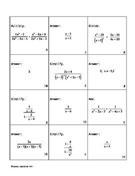 Answer Key Rational Expressions Worksheet Answers
