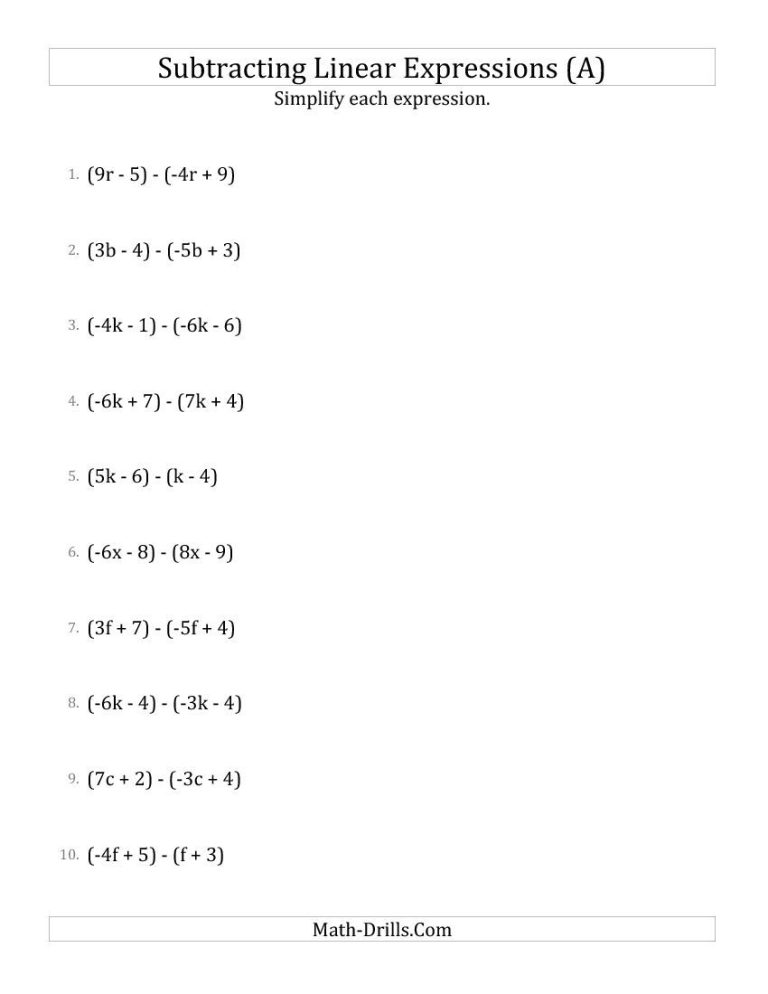 6th Grade Algebraic Expressions Worksheets Pdf
