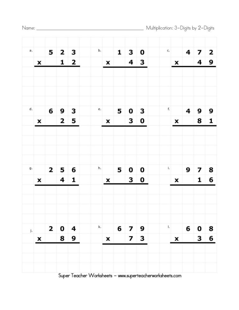 Multiplication Super Teacher Worksheets Answer Key