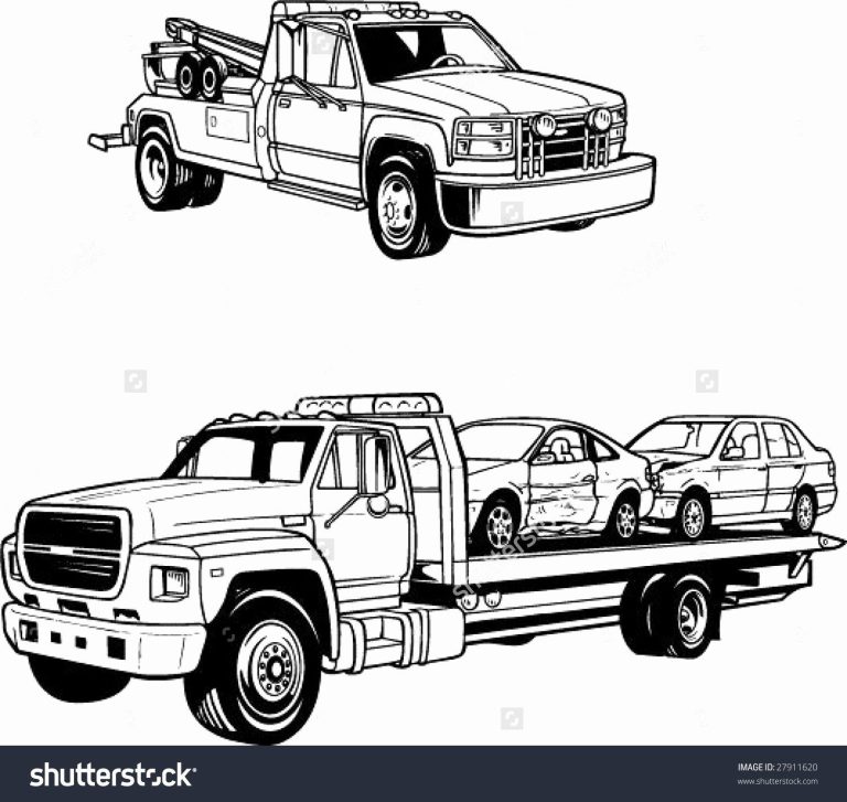 Flatbed Tow Truck Coloring Pages