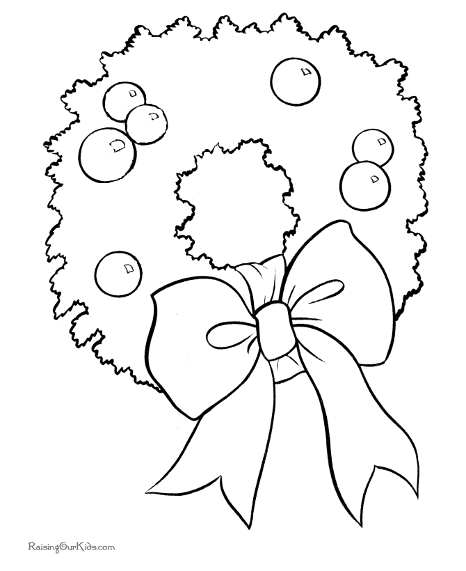 Simple Christmas Wreath Coloring Pages