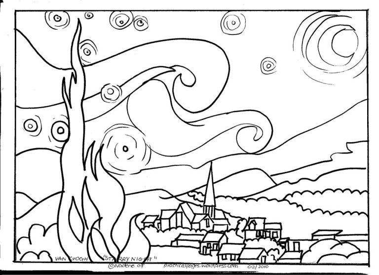 Starry Night Coloring Page Free Printable