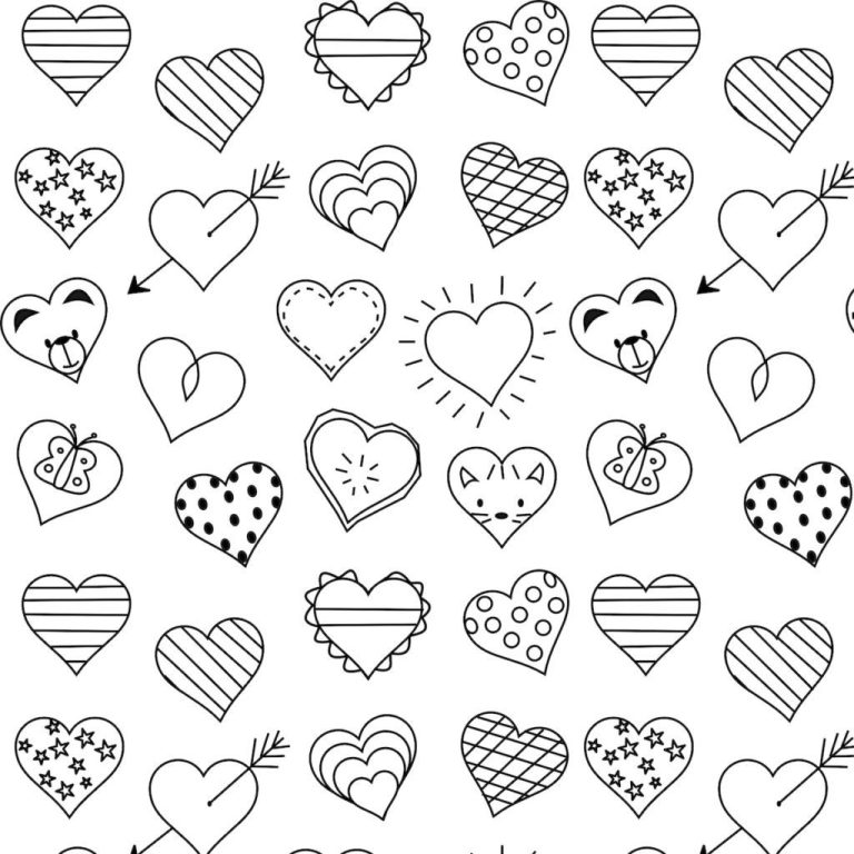 Cute Printable Heart Coloring Pages