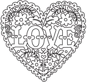 Love Heart Pattern Colouring Pages