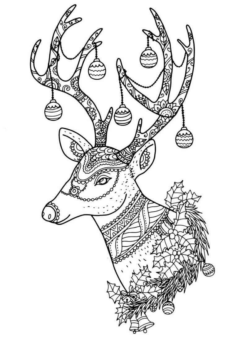 Reindeer Cute Christmas Colouring Pages