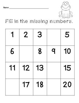 Story Number 1 10 Missing Numbers Worksheet