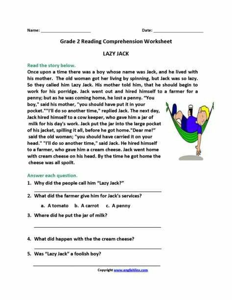 Grade 2 English Comprehension Worksheets Pdf