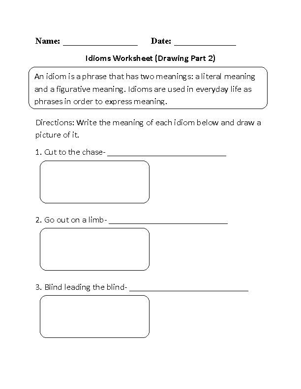 7th Grade Idioms Worksheets With Answers