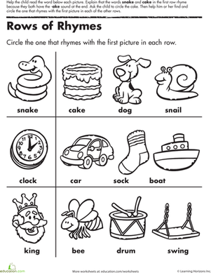 September Rhyming Worksheets For Kindergarten