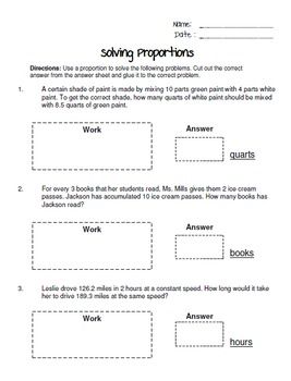 Setting Up Proportions Worksheet Answers