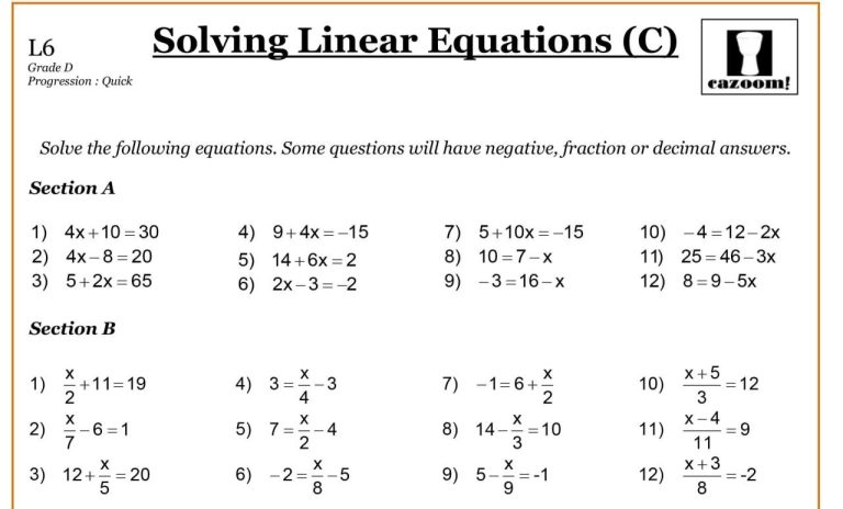 9th Grade Math Worksheets With Answers Pdf