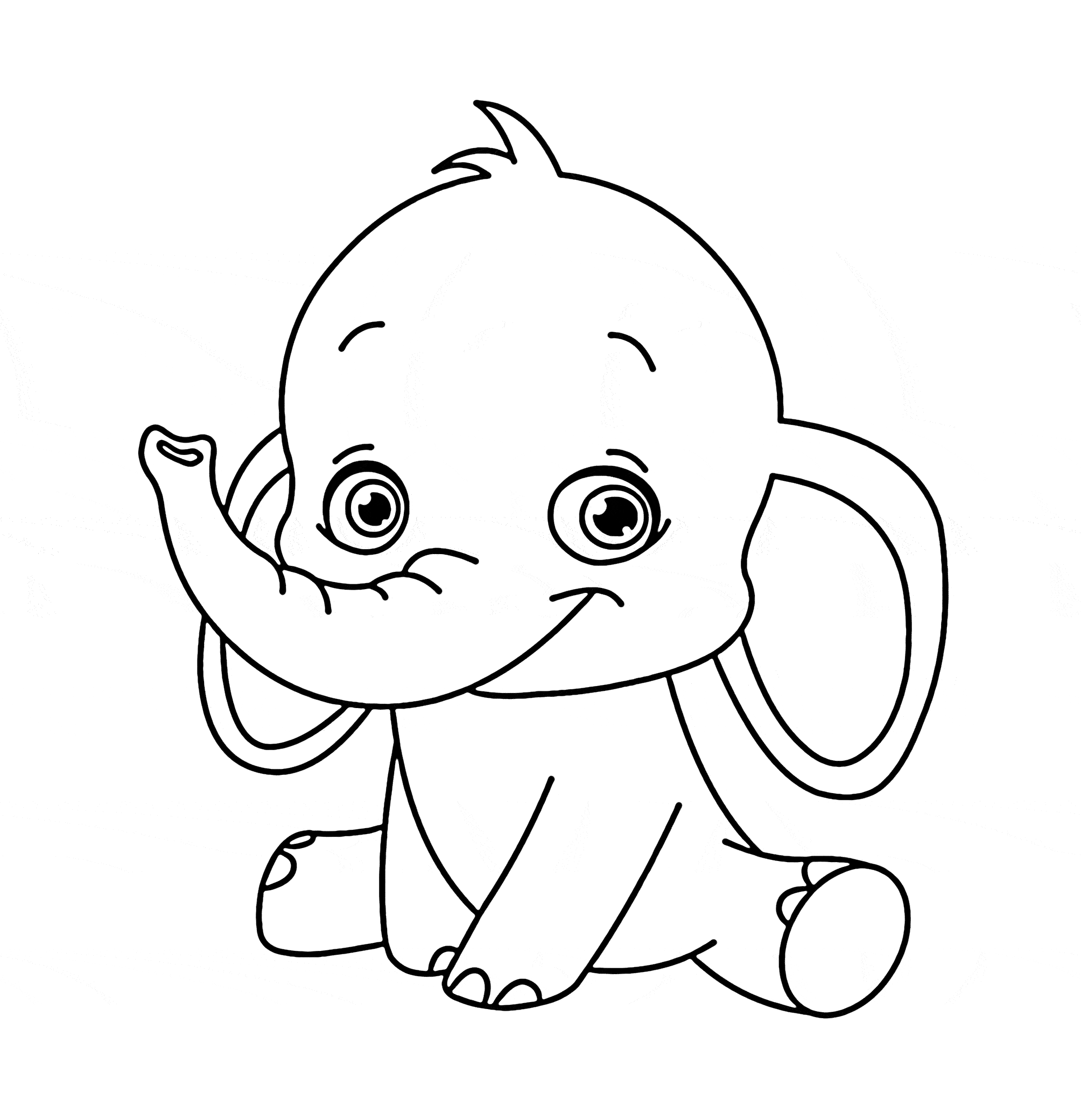 Baby Elephant Coloring Pages For Kids