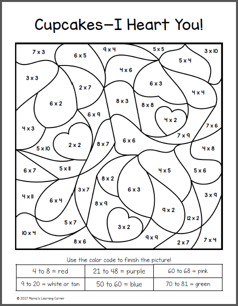 Printable Color By Number Multiplication Worksheets