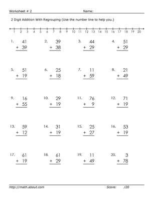 Two Digit Addition With Regrouping Printable