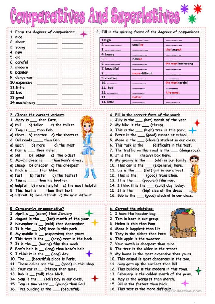 Esl Worksheet Comparative Adjectives Exercises