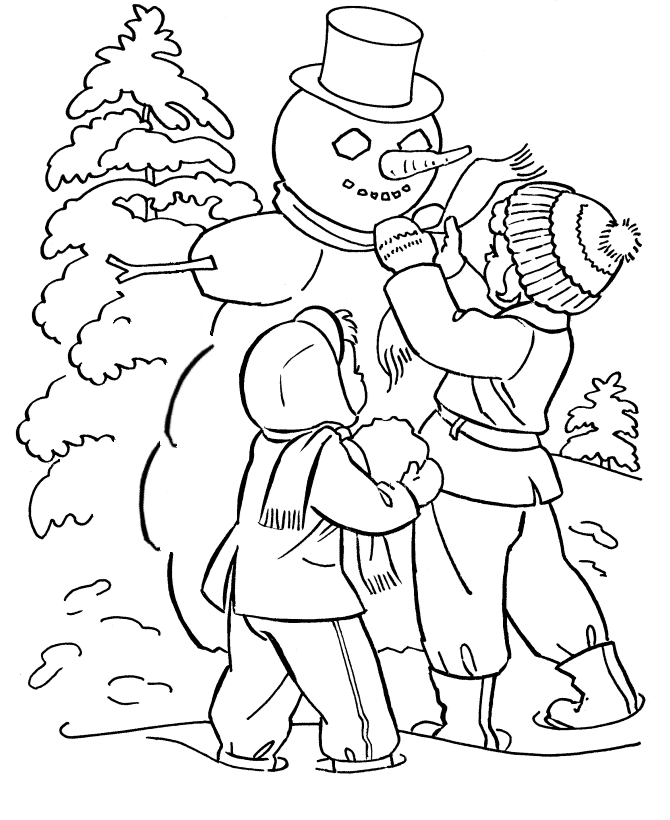 Kids Coloring Pages Winter Season Drawing