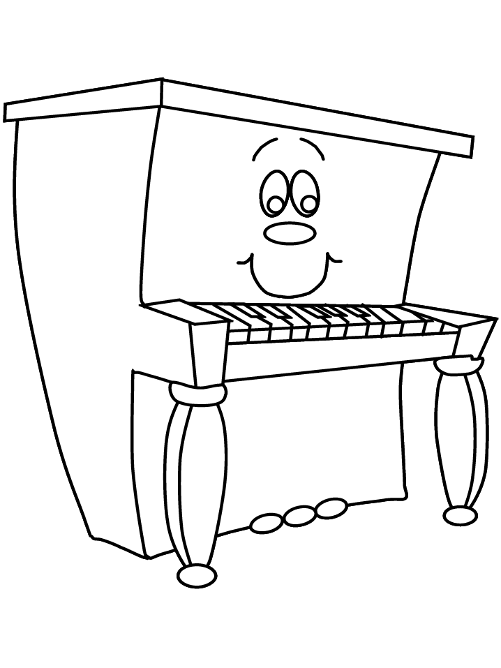 Cartoon Piano Coloring Page