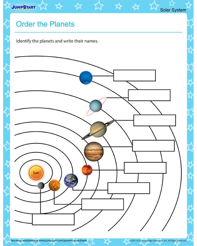 Free Printable Solar System Worksheets For Kindergarten