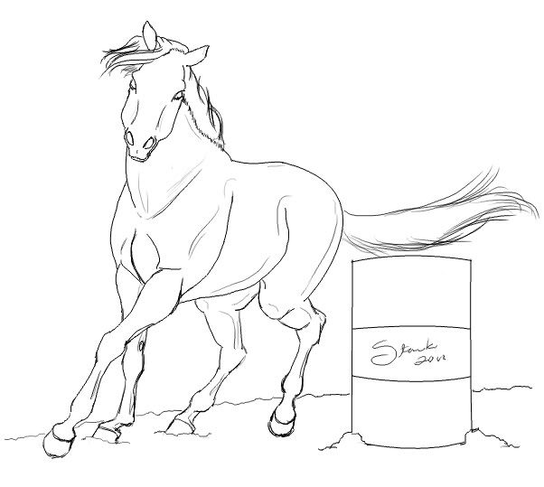 Barrel Racing Realistic Horse Coloring Pages