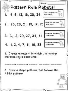 Second Grade Pattern Worksheets For Grade 2