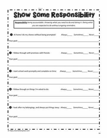 Free Printable Responsibility Worksheets For Kids