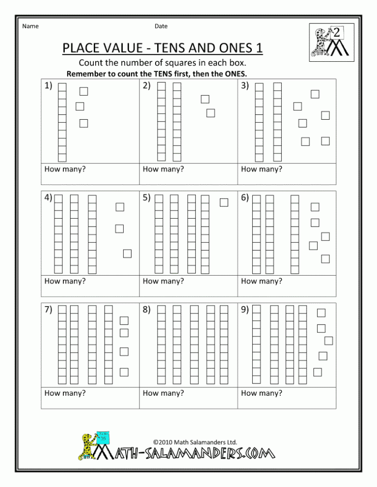 Free Tens And Ones Worksheets 2nd Grade