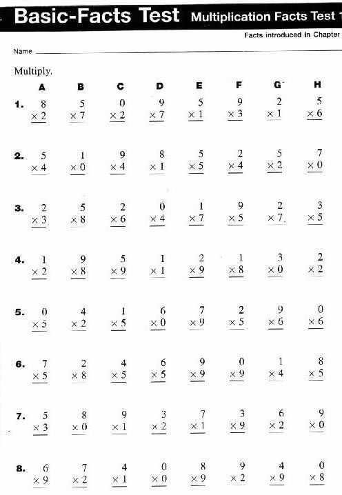4th Grade Multiplication Timed Test Printable