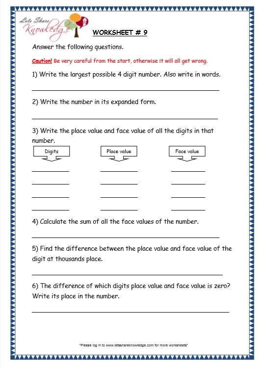 5th Grade Writing Numbers In Words Worksheets Grade 5