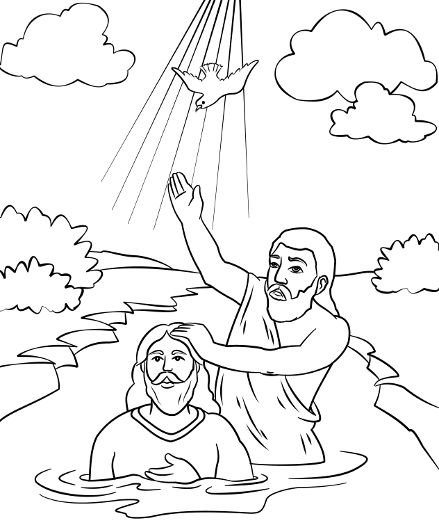John The Baptist Baptizing Jesus Coloring Page