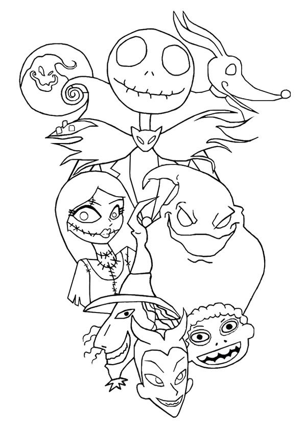 Full Page Easy Nightmare Before Christmas Coloring Pages