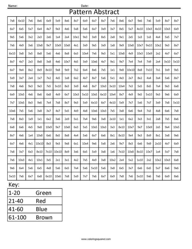 Printable Multiplication Color By Number Hard