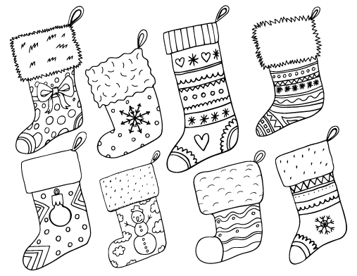 Cute Christmas Stocking Coloring Pages