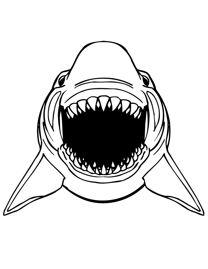 Scary Great White Shark Coloring Page
