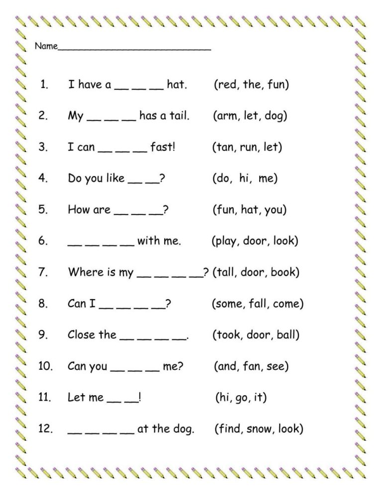 Printable English Worksheet For Class 1 Pdf