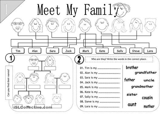 Meet My Family Worksheet Pdf