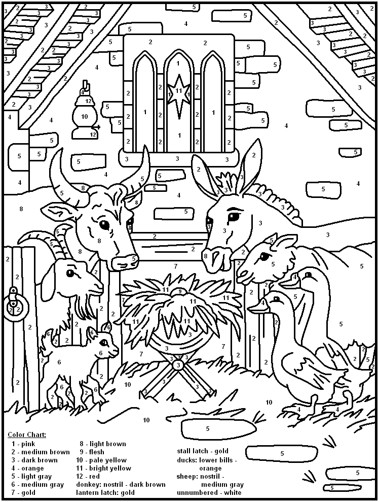 Religious Nativity Scene Christmas Coloring Pages