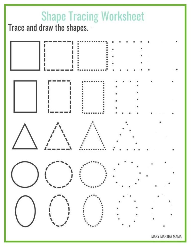 Kindergarten Printable Tracing Shapes