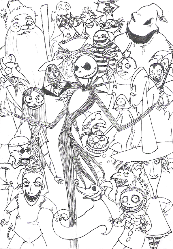 Nightmare Before Christmas Halloween Coloring Pages For Kids