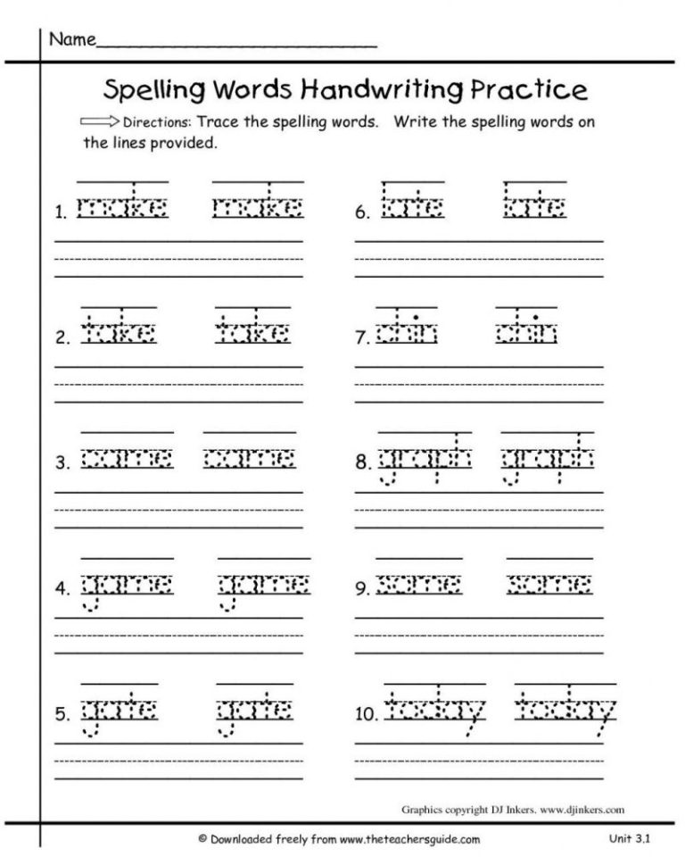 Printable Writing Second Grade Worksheets