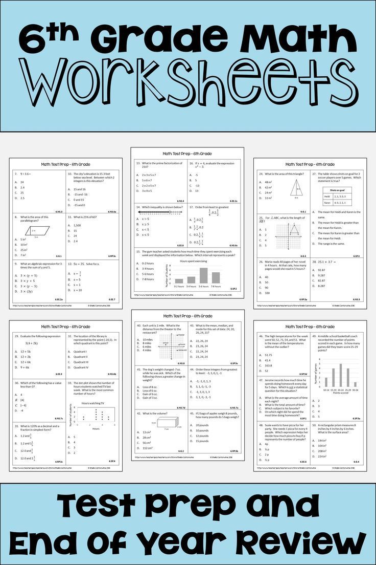6th Grade Sixth Grade Math Worksheets With Answers