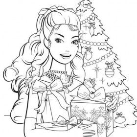 Easy Barbie Christmas Coloring Pages